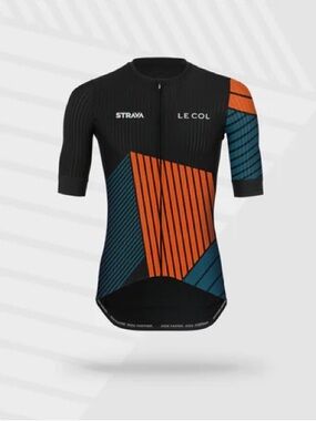 Le Col Strava Men's Black Orange & Teal Cycling Jersey